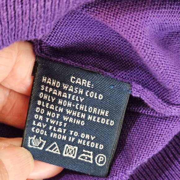 Ralph Lauren Sport Purple Sweater Large Embroidered Logo, Italian Pima Cotton - Picture 8 of 10